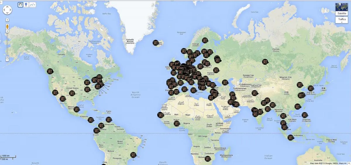 A world map of PH Summer Students 2013.